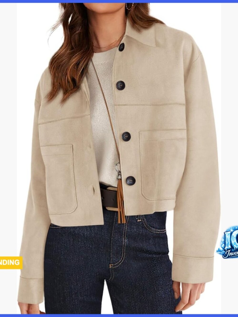 Faux Suede Cropped Jacket Lightweight Casual Fall Winter Outerwear